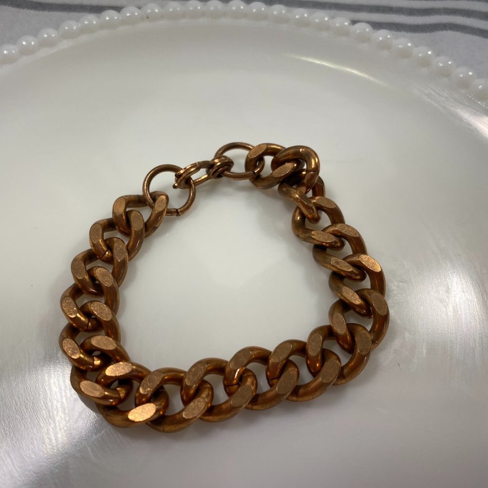 Brass Tone Chunky Chain Link Bracelet